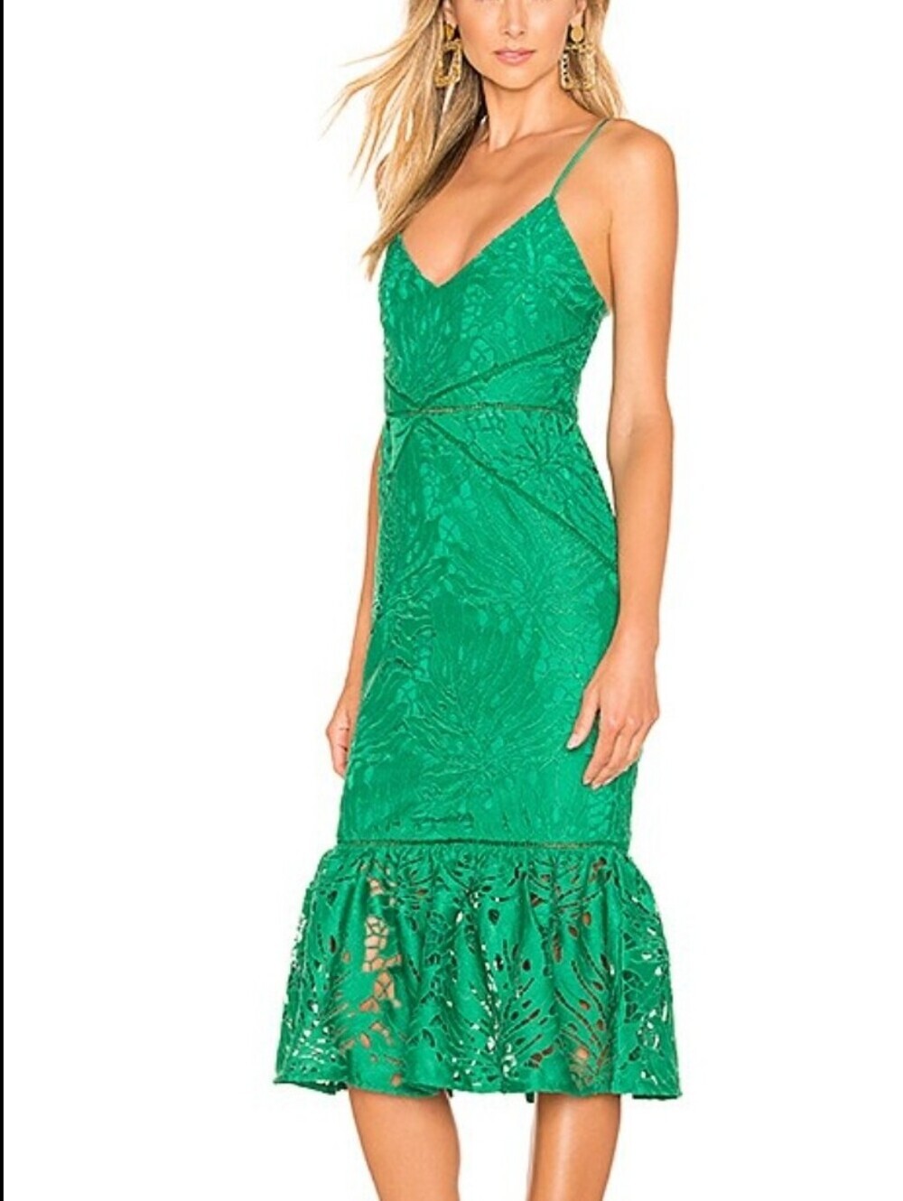Revolve Lovers + Friends Flossie Monstera Leaf Lace Vacation Mermaid Dress - Picture 4 of 5